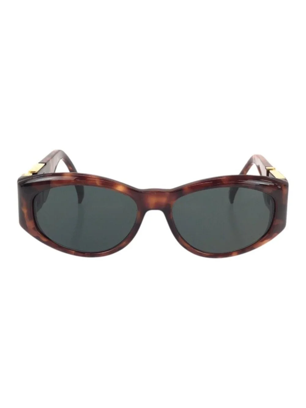 Versace Vintage Greca Havana Brown Gold Acetate Metal Mod Sunglasses Eyewear